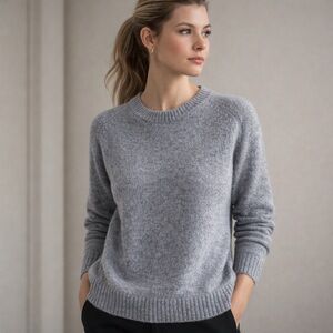 Athleta Habitat Wool Cashmere Crewneck Sweater Heather Gray Minimalist Women XS